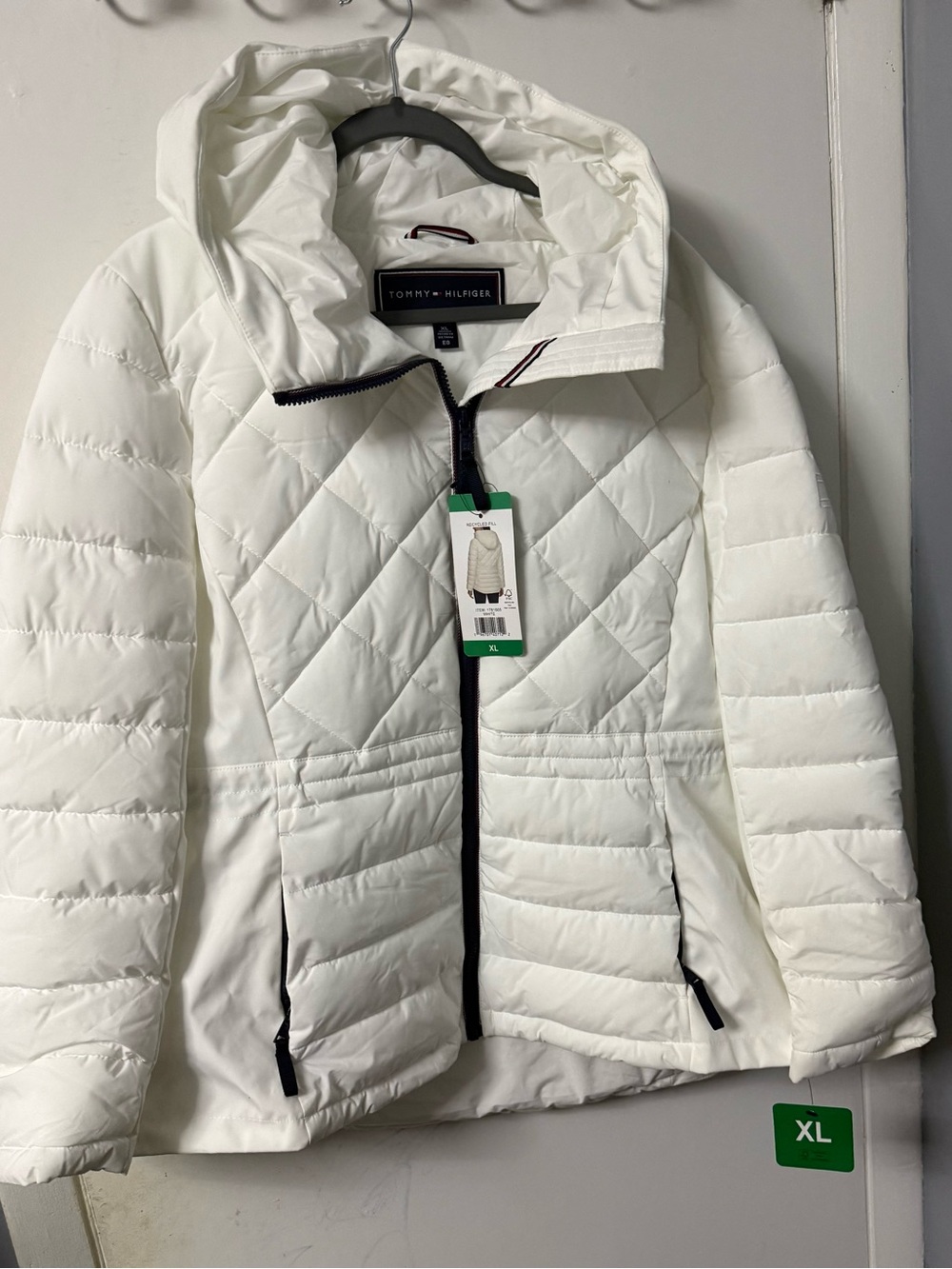 Tommy Hilfiger White Quilted Hooded Puffer Jacket